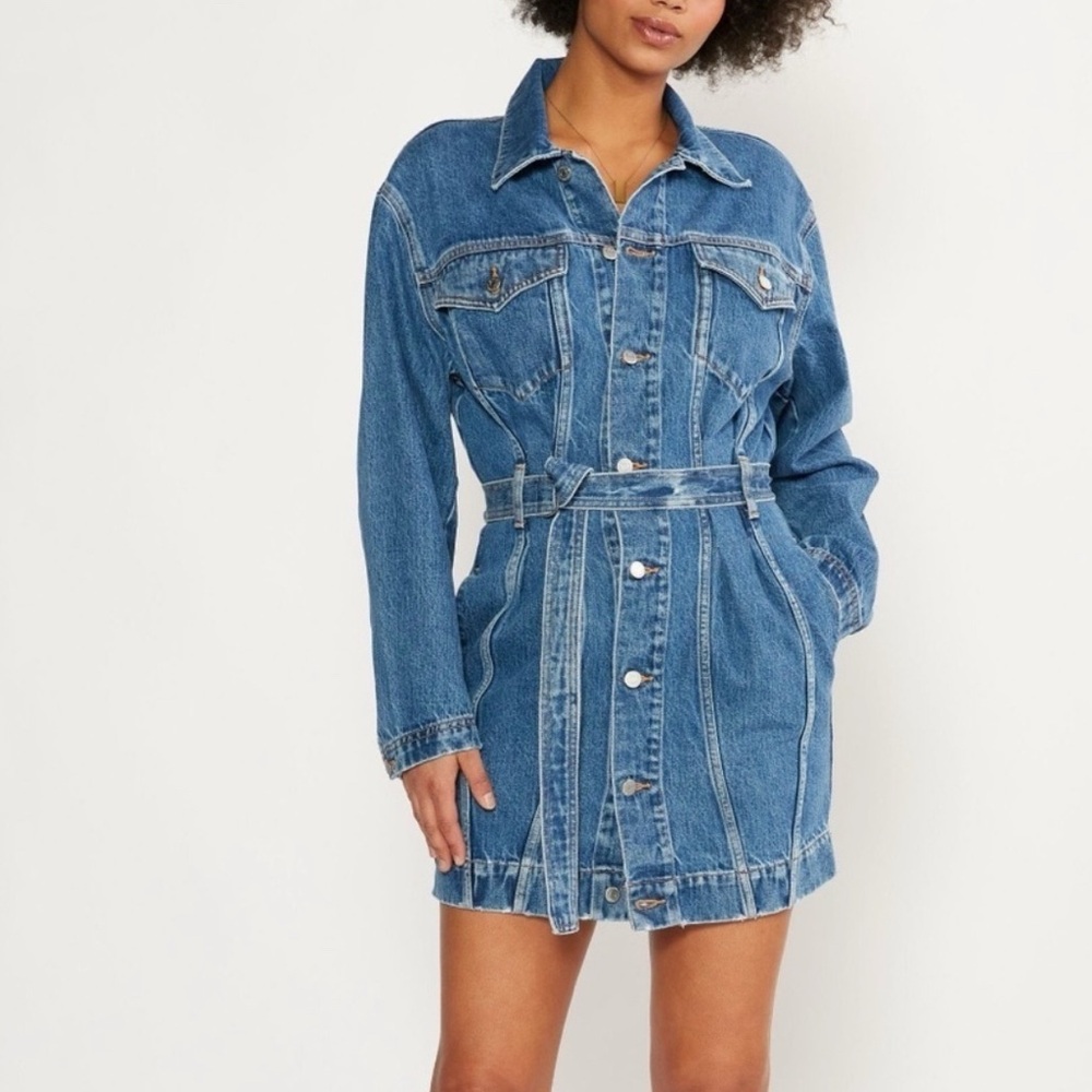 Etica Joelle Belted Blue Jacket Denim Dress Women's Size XS